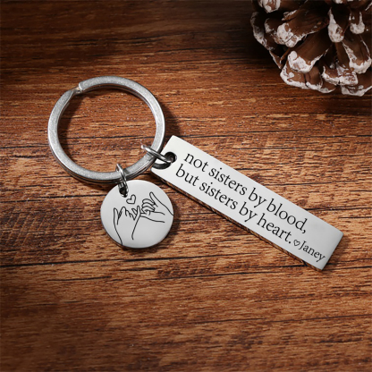 Custom Name Sister Keychain Pinky Swear Keyring "Not Sisters By Blood, But Sisters By Heart" Gift For Friend/Bestie-Jessemade AU