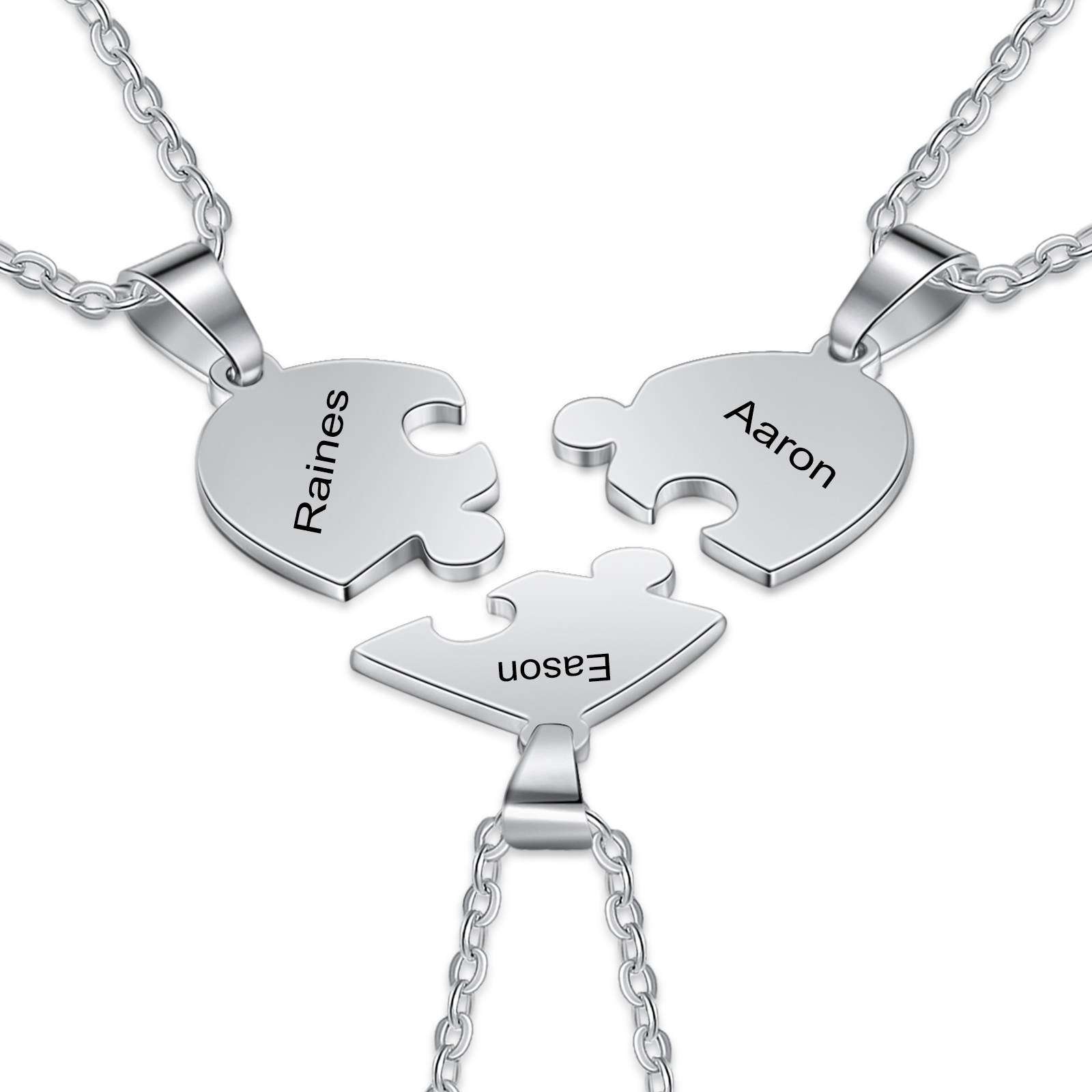 Personalised Heart Puzzle Necklace With 3 Names Gifts For Her-Jessemade AU