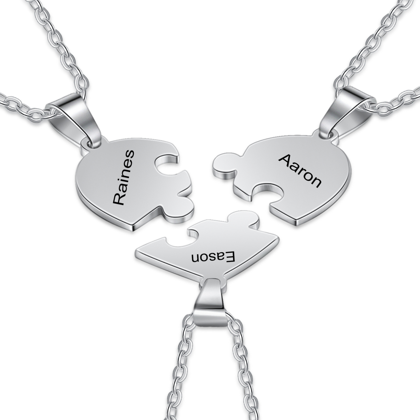 Personalised Heart Puzzle Necklace With 3 Names Gifts For Her-Jessemade AU