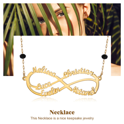 Personalised Infinity Necklace Custom 5 Names Necklace Gift For Women-Jessemade AU