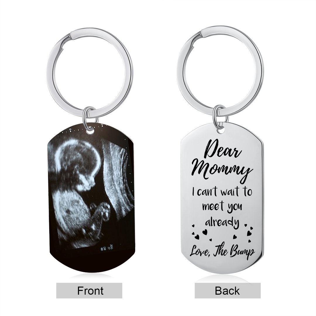 Personalised Photo Keychain Pregnant Newborn Keychain Gifts for Mommy/Mummy - I Can't Wait To Meet You Already-Jessemade AU