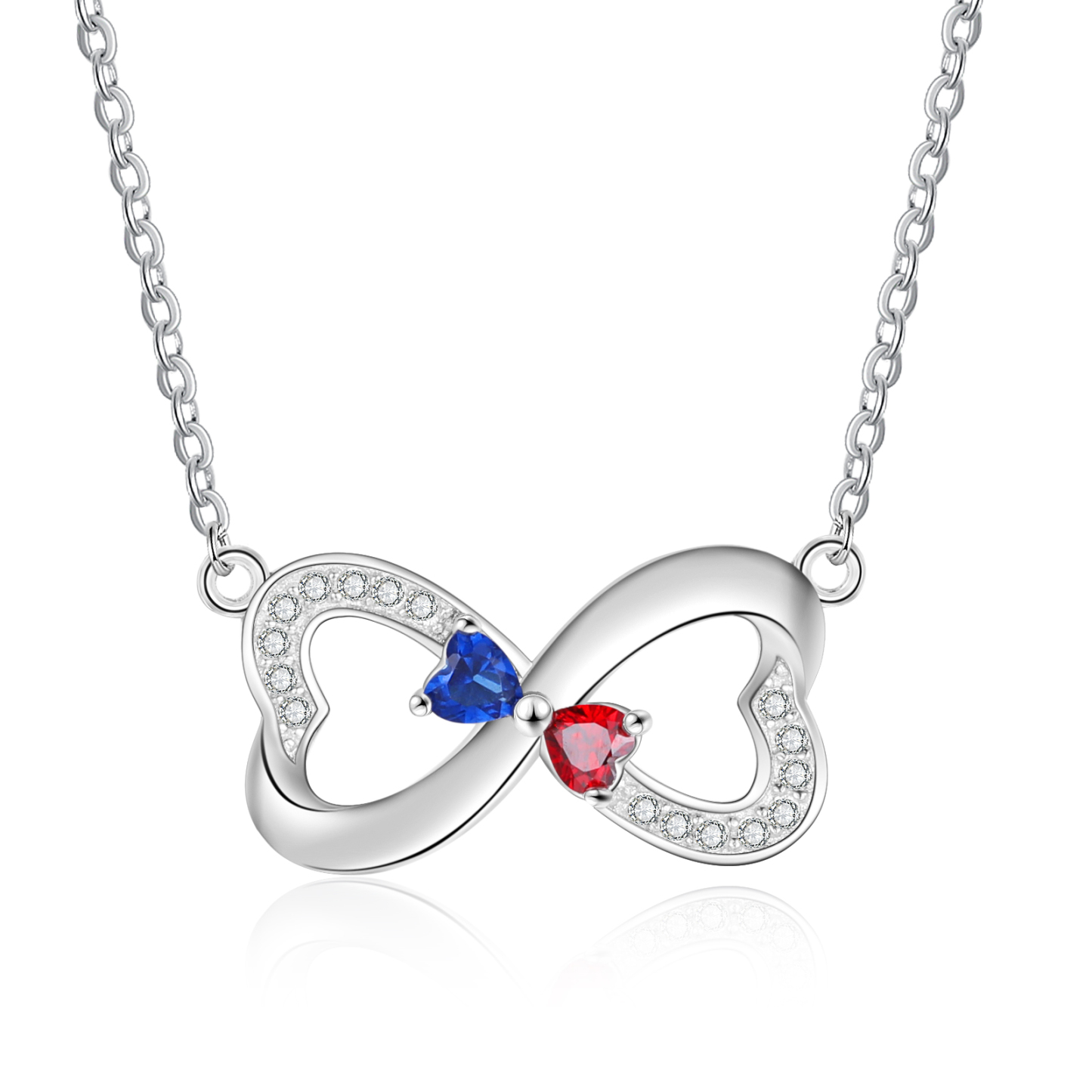 Personalised Heart Mother Necklace With 2 birthstones Engraved Names Gift For Women-Jessemade AU