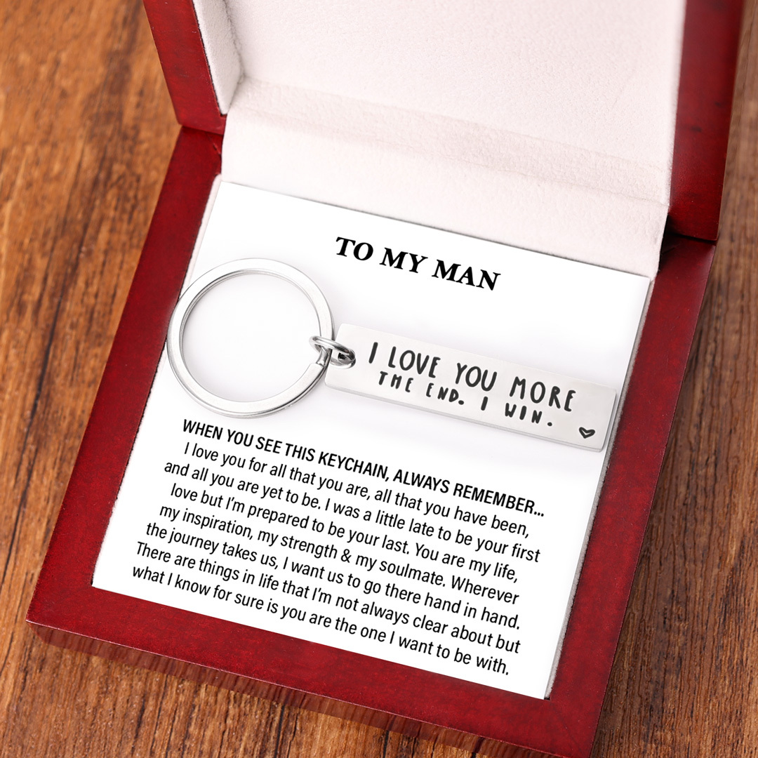 Funny Keychain for Couple "I Love You More The End I Win"-Jessemade AU