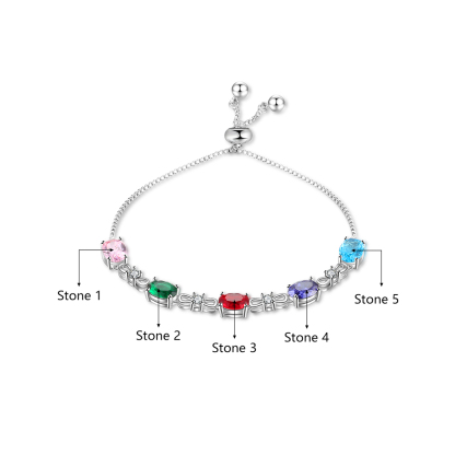 Personalised Bracelet With 5 Birthstones Gift For Her-Jessemade AU