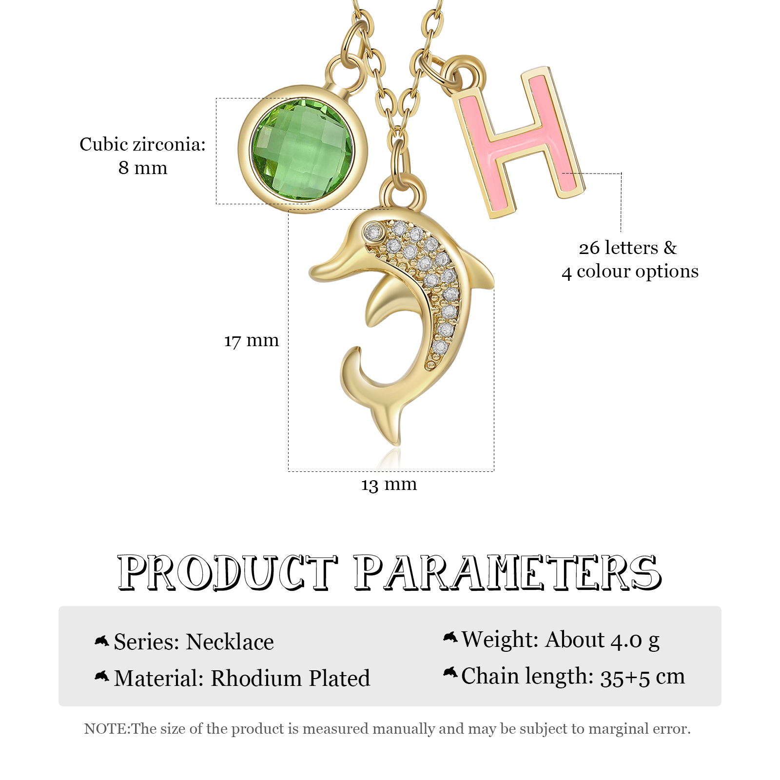 Back To School Personalised Dolphin Necklace Custom Birthstone and Initial Necklace-Jessemade AU