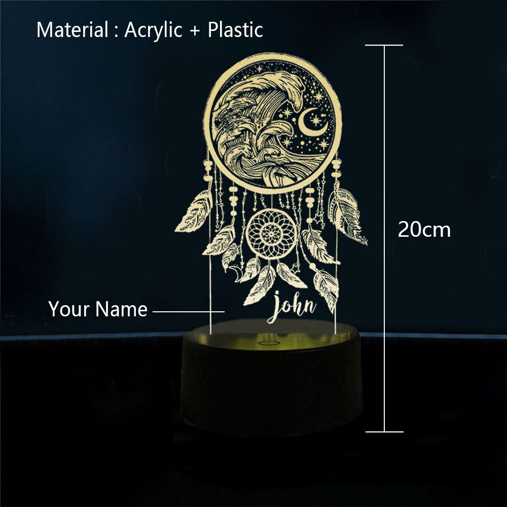 Personalised Dream Catcher Night Light Custom Name Gifts For Kids-Jessemade AU