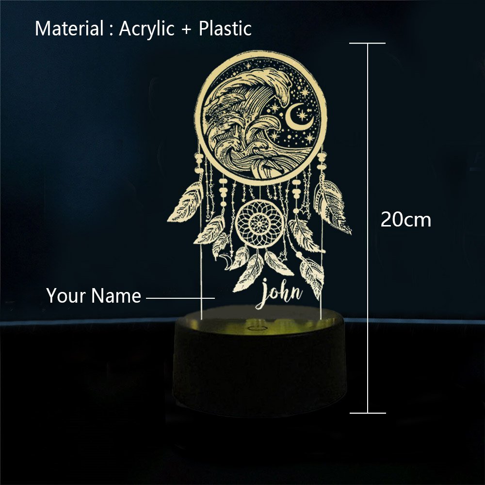 Personalised Dream Catcher Night Light Custom Name Gifts For Kids-Jessemade AU