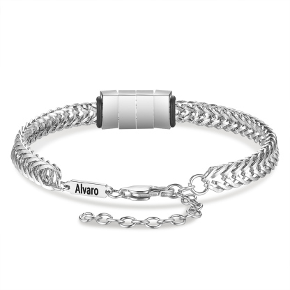 Personalised Men's Beaded Bracelet Custom 5 Names Adjustable Bracelets Stainless Steel Gifts for Him-Jessemade AU