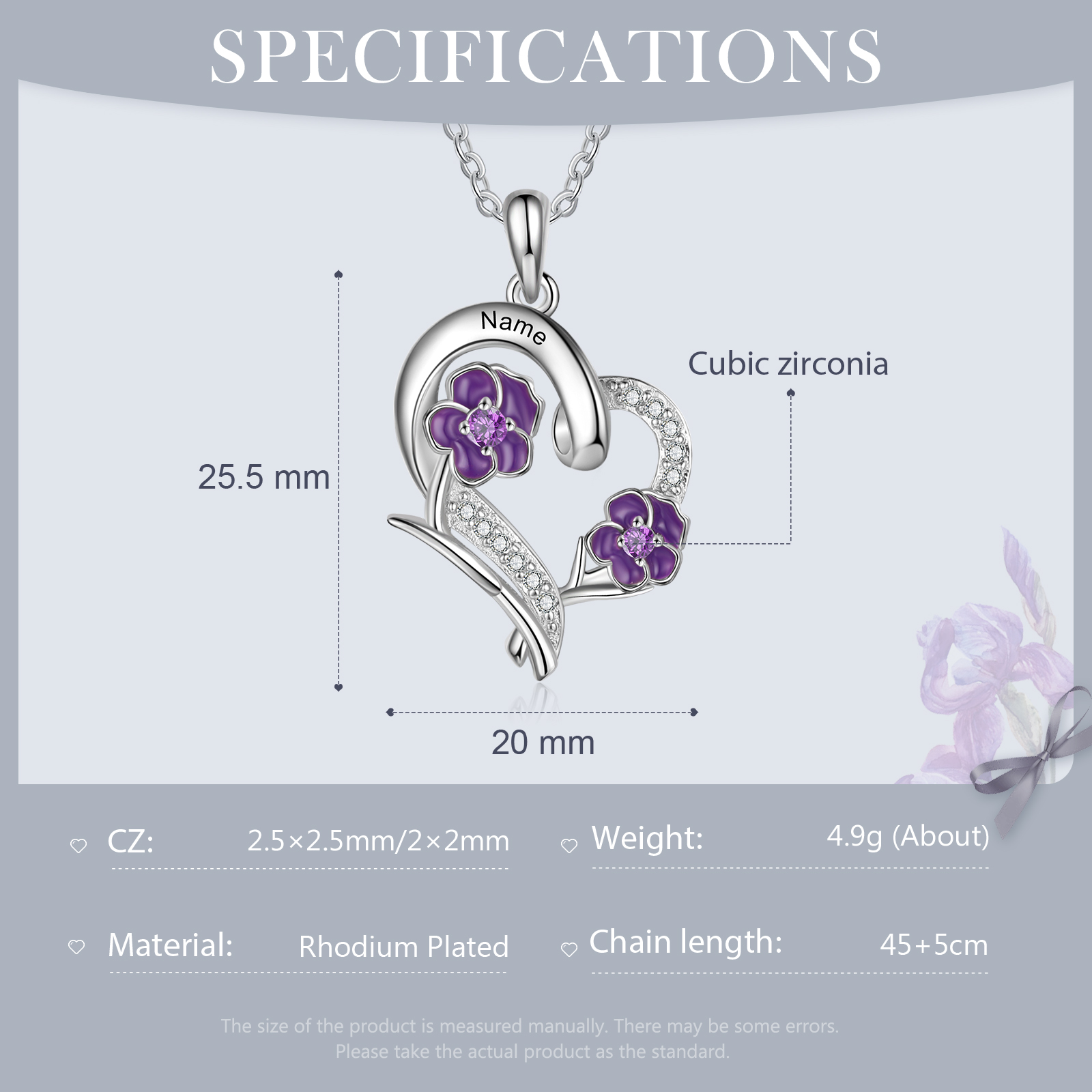 Personalised February Birthflower Necklace With Birthstones Custom 1 Name Necklace For Her-Jessemade AU