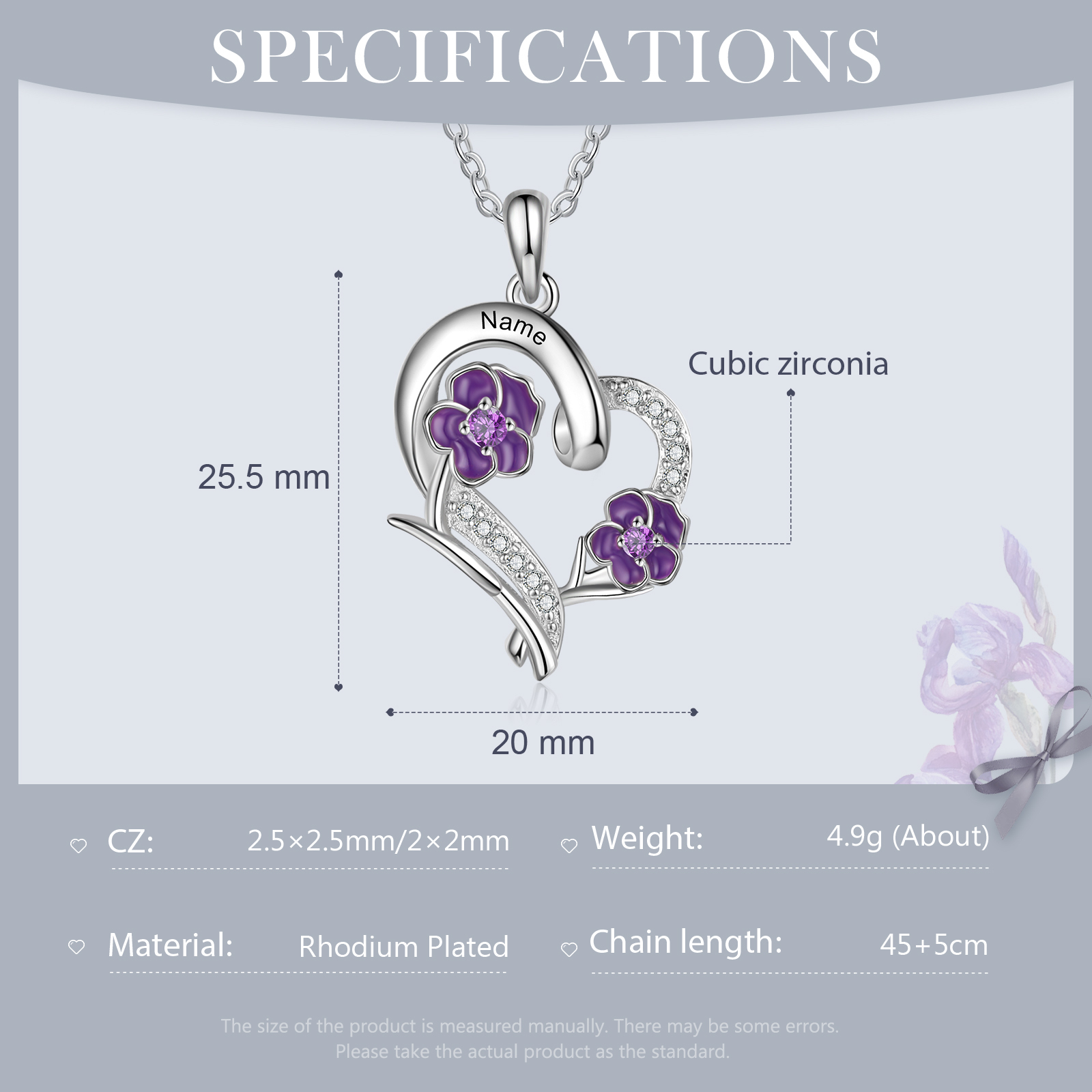 Personalised February Birthflower Necklace With Birthstones Custom 1 Name Necklace For Her-Jessemade AU