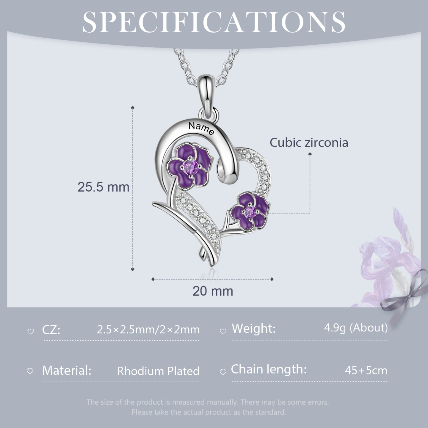 Personalised February Birthflower Necklace With Birthstones Custom 1 Name Necklace For Her-Jessemade AU