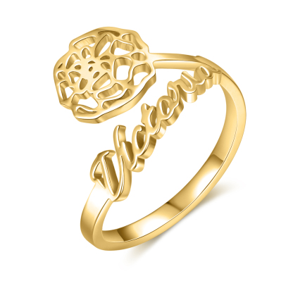 Personalised October Birth Flower Ring With Name Gifts For Her-Jessemade AU
