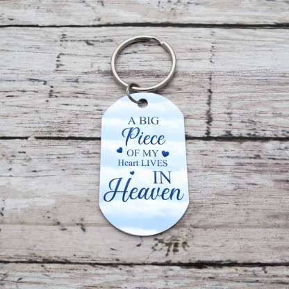 Memorial Photo Keychain Custom Name & Date Keyring Personalised Keychains - A Big Piece of My Heart Lives in Heaven-Jessemade AU