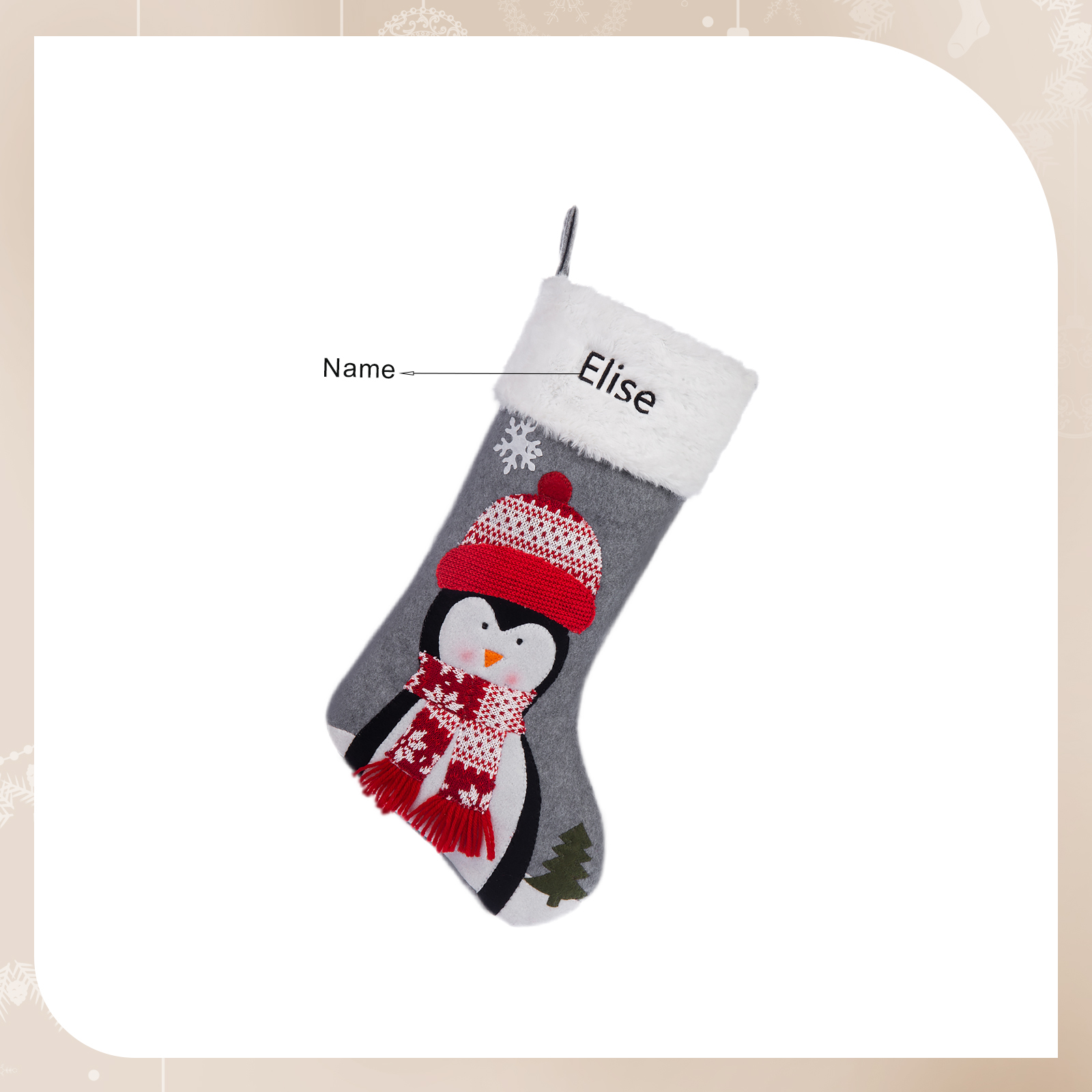 Customised 1 Name Christmas Stockings Ornaments Personalised Christmas Gray Gifts for Family Friends-Jessemade AU