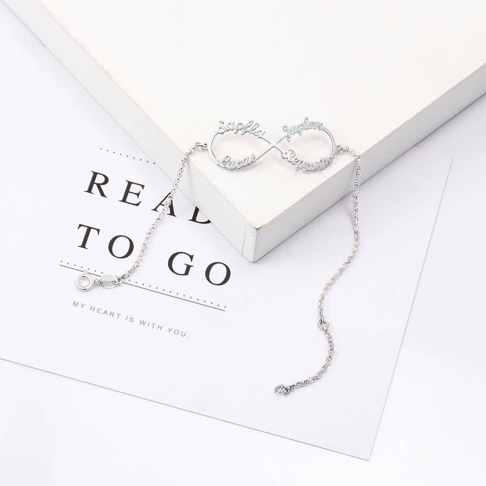 925 Sterling Silver Personalised Infinity Name Bracelets Name Bracelet-Jessemade AU