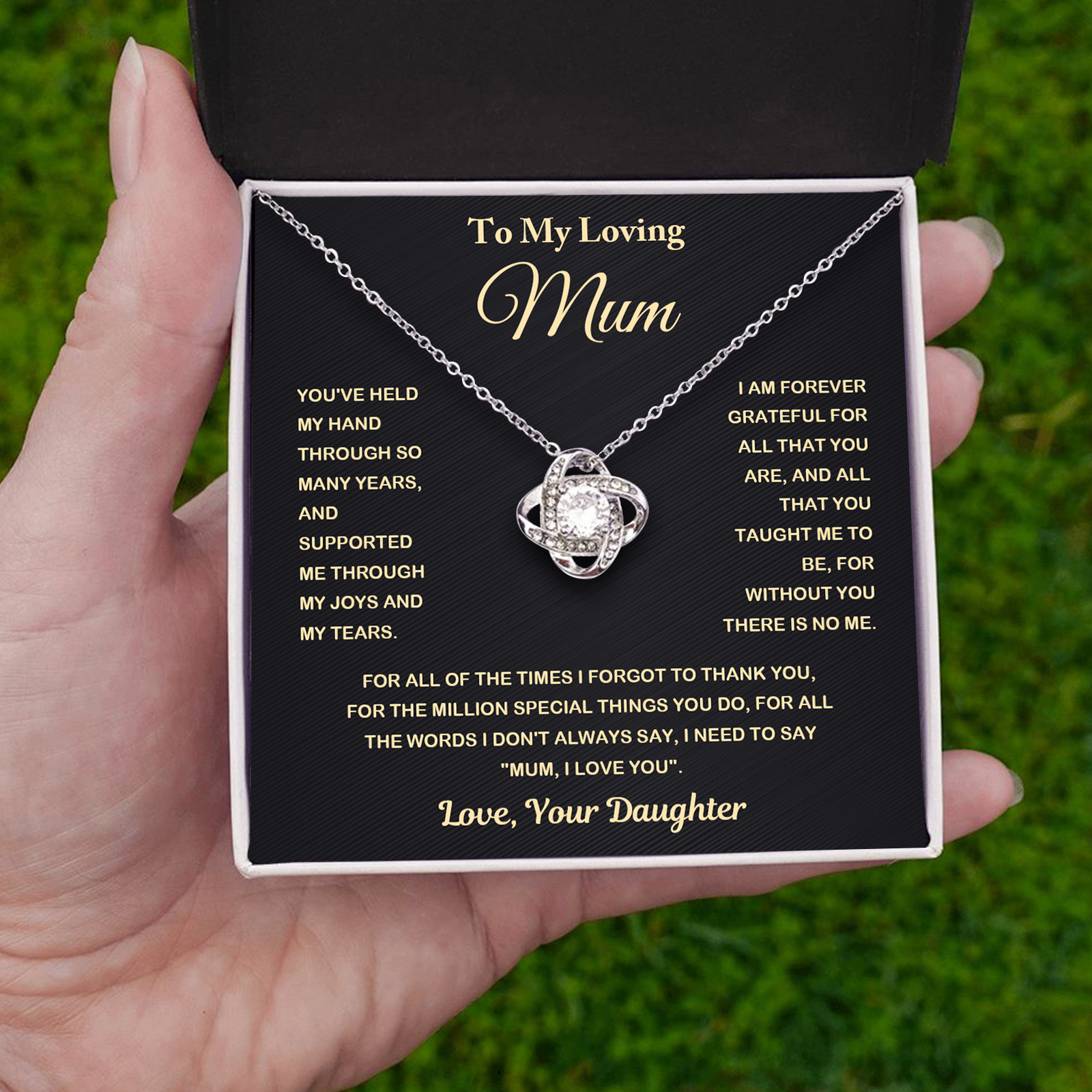 To My Loving Mum Necklace Love Knot Necklace Gift Set - You've Held My Hand Through So Many Years, And Supported Me Through My Joys And My Tears-Jessemade AU