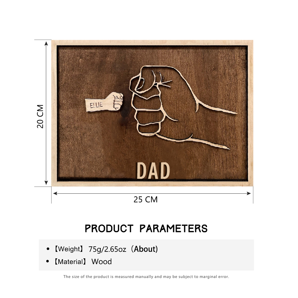 Father and Sons/Daughters Fist Signs Engrave 1 Name Family Bond Wood Frame-Jessemade AU