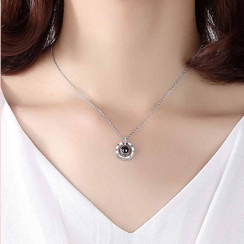 Personalised 100 Languages Projection Necklace Engraved  " I LOVE YOU"  Photo Necklace Gifts For Her-Jessemade AU