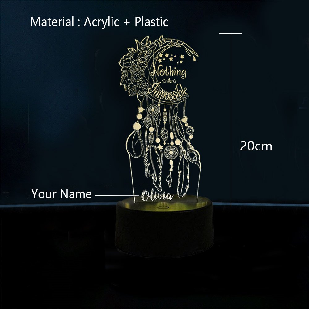Personalised Dream Catcher Night Light Custom Name Gifts For Kids-Jessemade AU