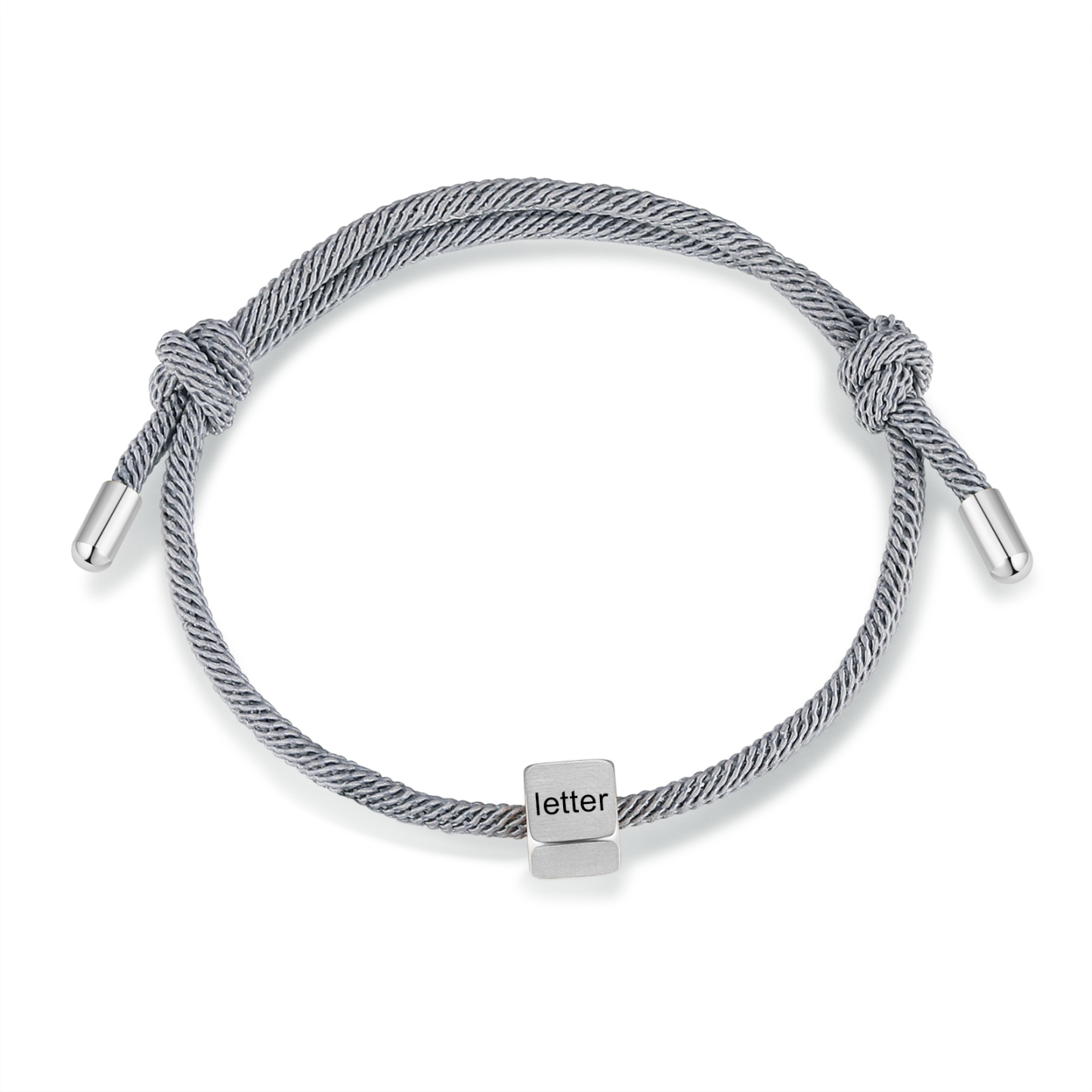 Grey Couple's Bracelet Custom Letter Engraved Beads Stainless Steel Bracelet Personalised Gift for Him/Her-Jessemade AU