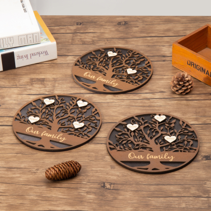 Wooden Family Tree Sign Engrave 4 Names Keepsake Gifts-Jessemade AU