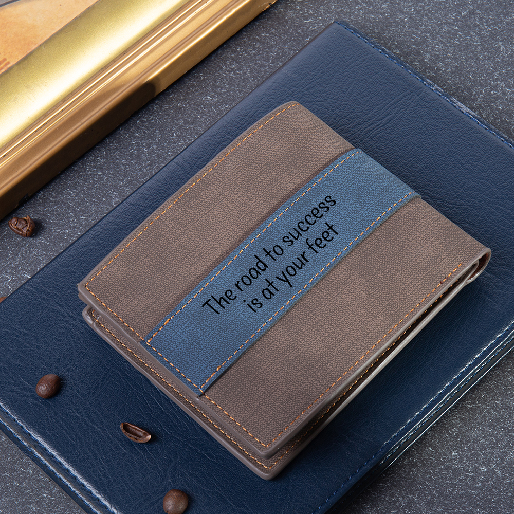 Personalised Leather Wallet Engraved Message Short Purse Gifts For Men-Jessemade AU
