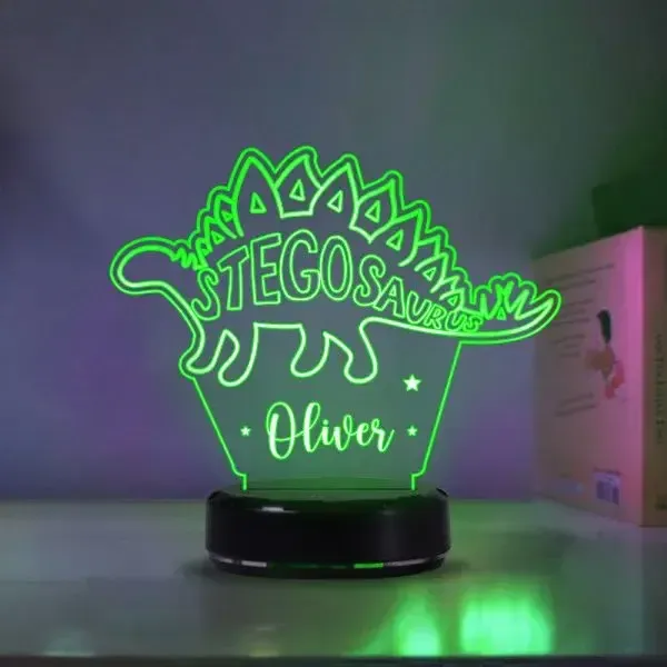 7 colour LED Lamp Dinosaur custom Name Engraved Night Light for Kids Gift-Jessemade AU