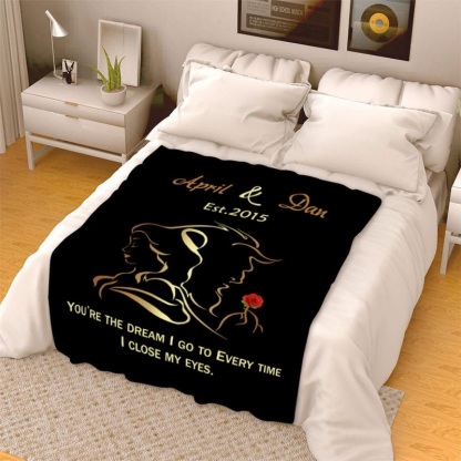 Personalised Couple Blanket Engrave Photo Sweet Gift "You're the dream I go to every time I close my eyes"-Jessemade AU