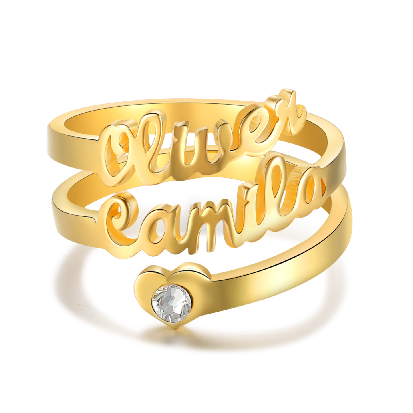 Personalised Heart Ring With Birthstone Custom 2 Names Ring Gifts For Her-Jessemade AU