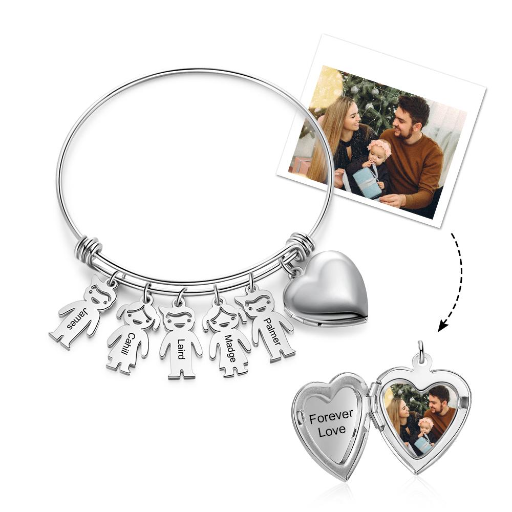 Personalised Heart Photo Locket Bracelet Custom Photo Bracelet Gifts For Mother-Jessemade AU