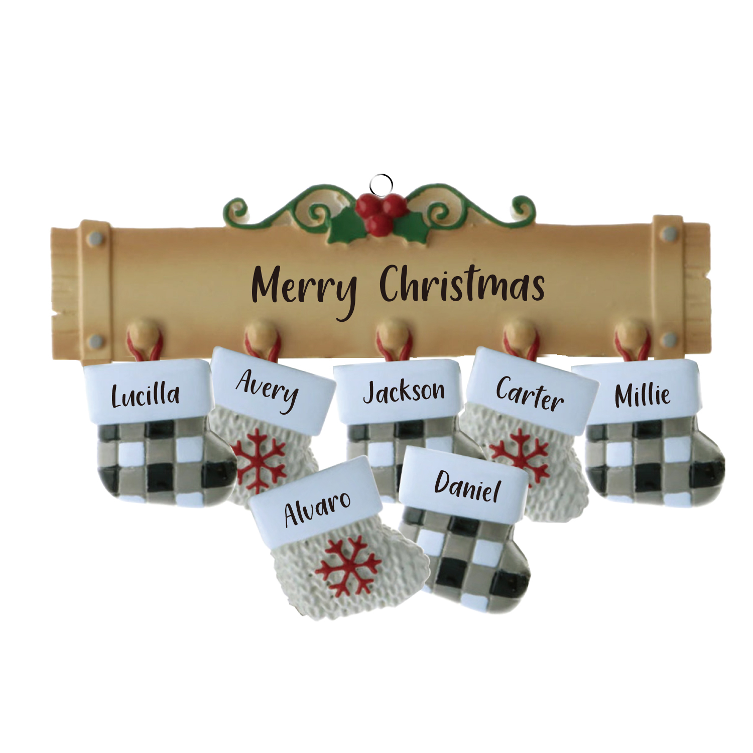 7 Names - Personalised Christmas Stockings Ornaments Customised Name & Text Christmas Decor Wooden Gifts for Family Friends-Jessemade AU