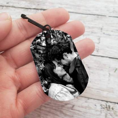 To My Love/Man Couple Keychain Custom Photo Stainless Steel Keyring Valentine's Day Gift for Couples-Jessemade AU