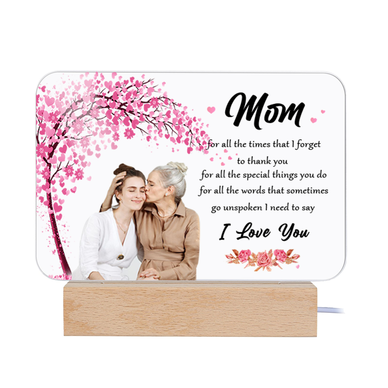 Personalised Photo Night Light Custom Text LED Lamp Gifts for Mother/Grandma - For All The Times That I Forget To Thank You-Jessemade AU
