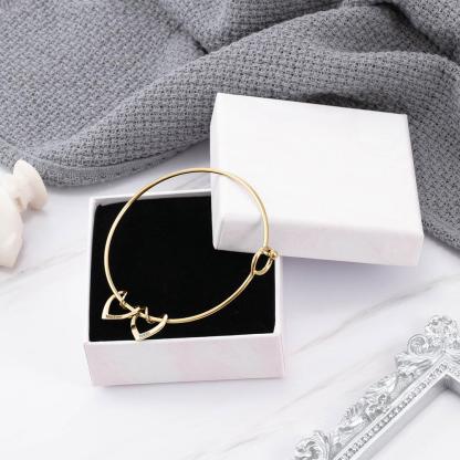 Personalised Love Bracelet with 2 Heart Charms Engraved Name Bangle Bracelet-Jessemade AU