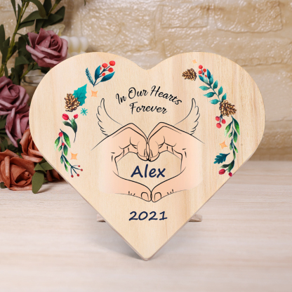 In Our Hearts Forever Memorial Wooden Heart Keepsake Desktop Ornament-Jessemade AU