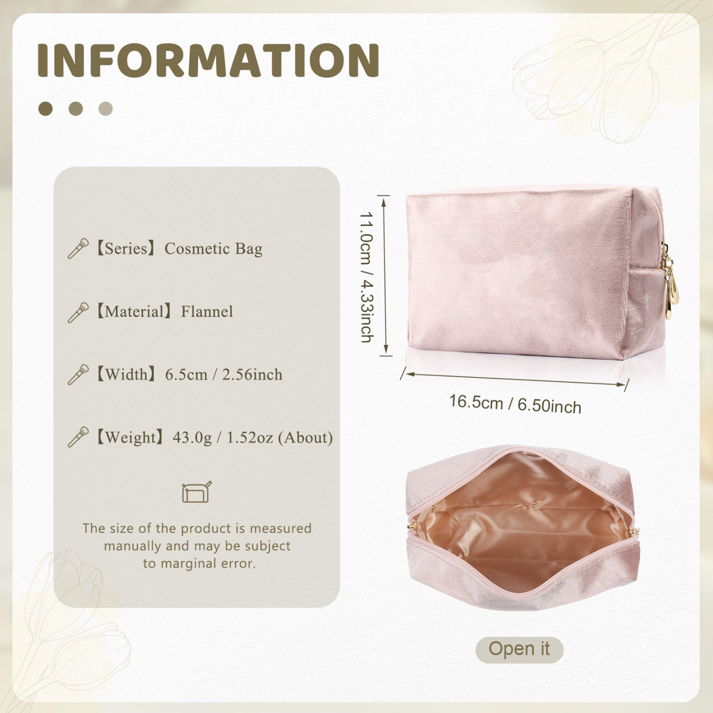 Cosmetic Bag Zipper Makeup Bag Jewelry Storage Bag Gifts for Ladies Girls-Jessemade AU