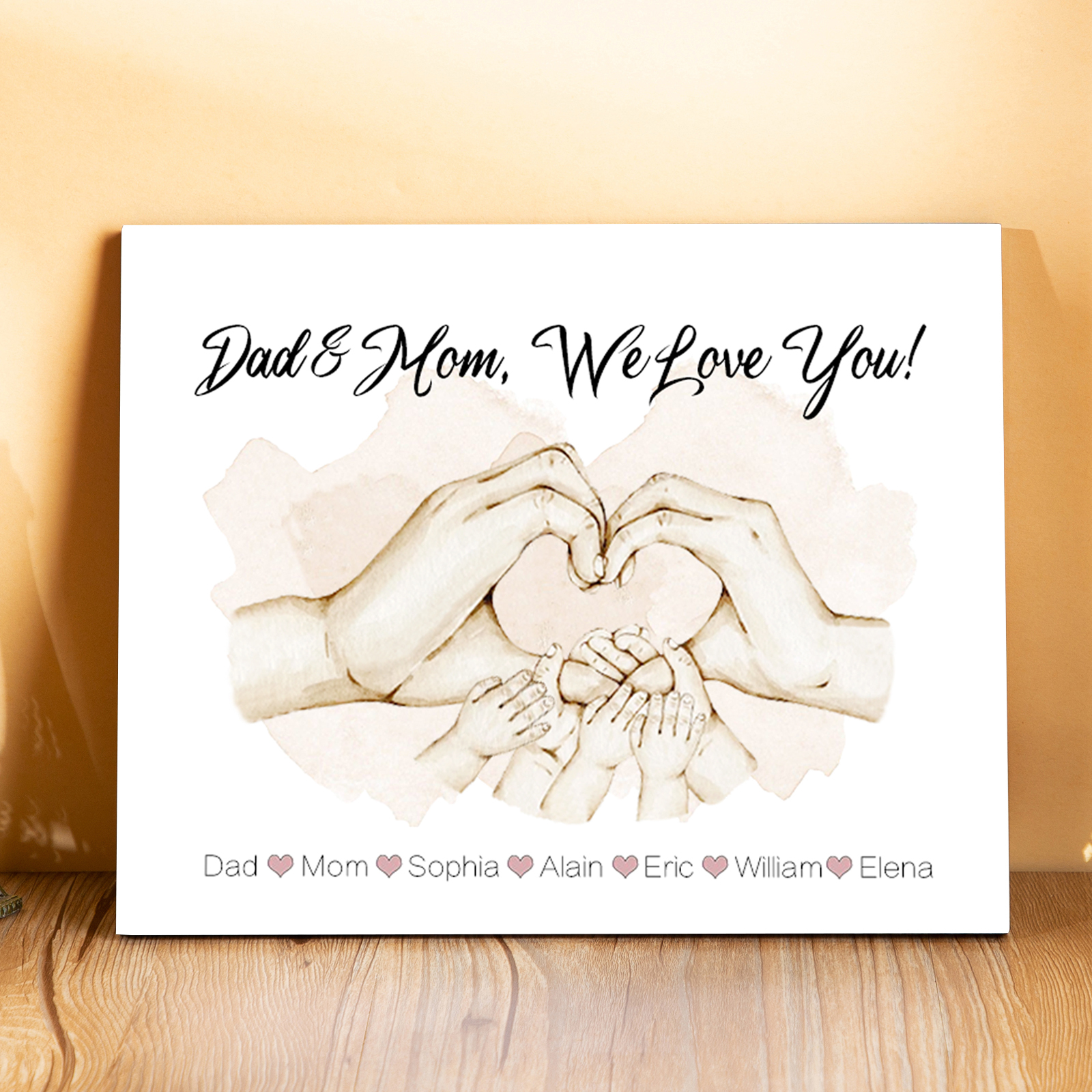 Personalised Heart Holding Hands Picture Board Custom 7 Names Family Keepsake Wood Signs Photo Frame-Jessemade AU