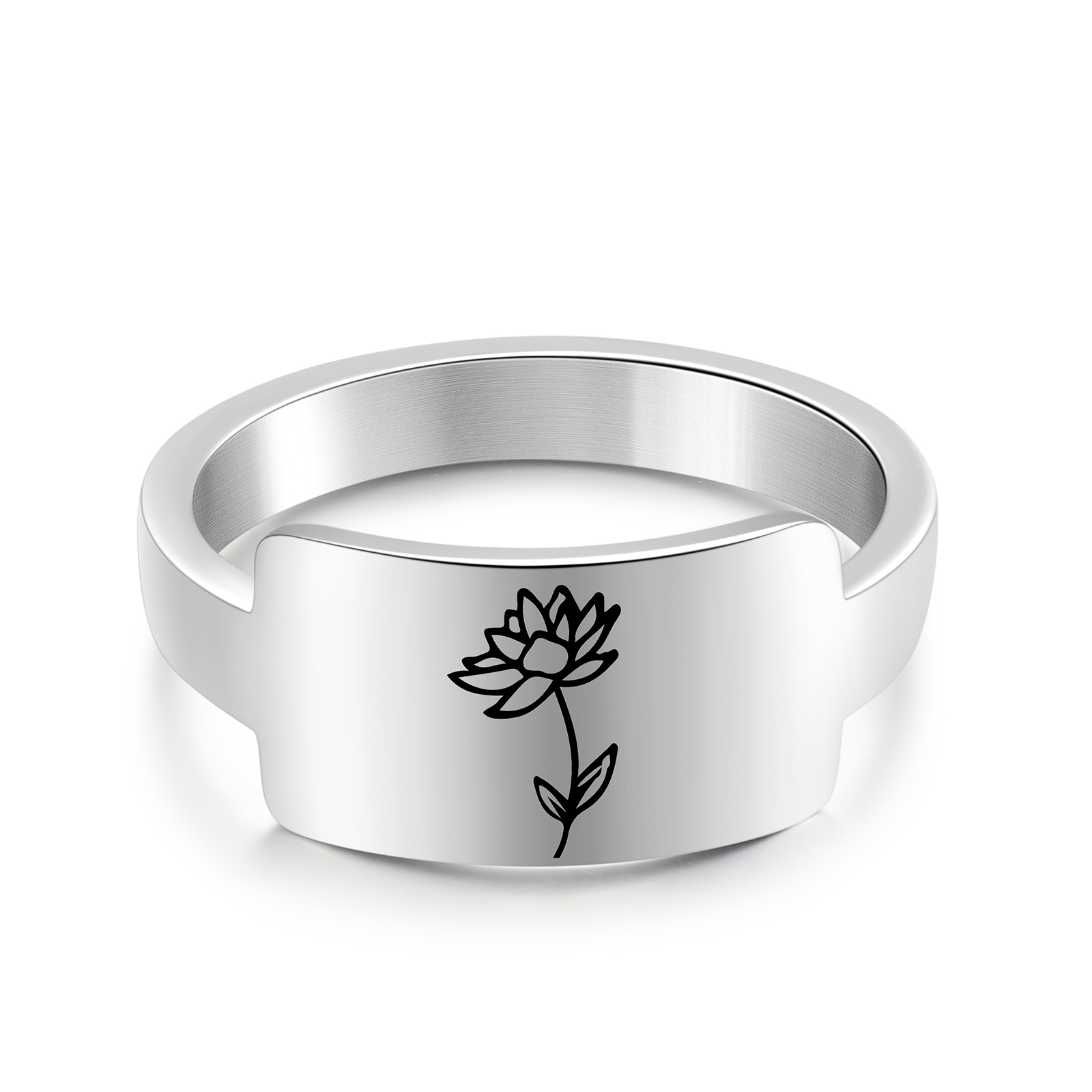 Personalised Birth Flower Ring Custom 1 Month Flower Bar Ring Gift for Her-Jessemade AU