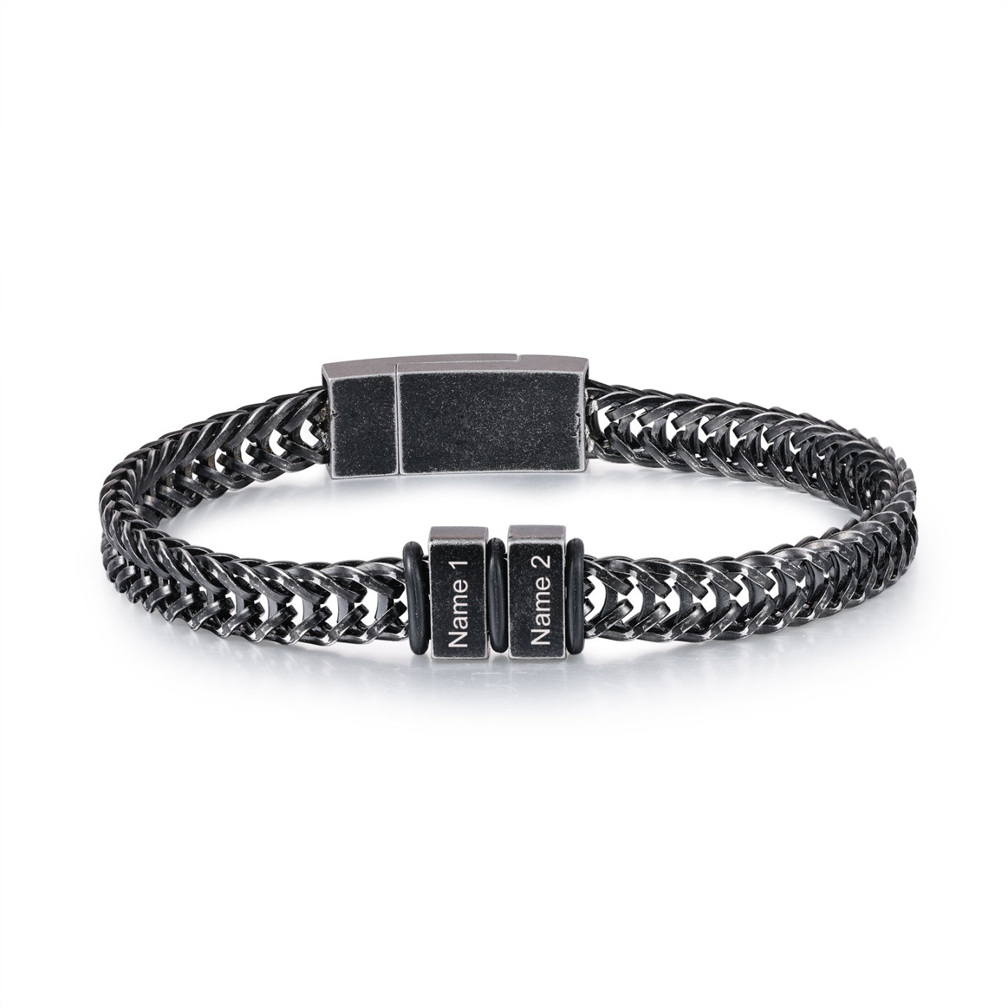 2 Names - Men's Vintage Bracelet Customised Name Stainless Steel Bracelet Personalised Gift for Him-Jessemade AU