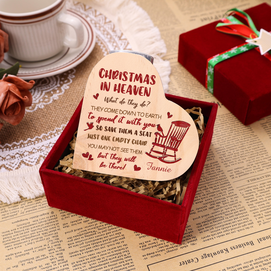 Personalised Wooden Candle Holder Heart-shaped Memorial Candlesticks Customised Name Chair Candle Holder - Christmas In Heaven-Jessemade AU