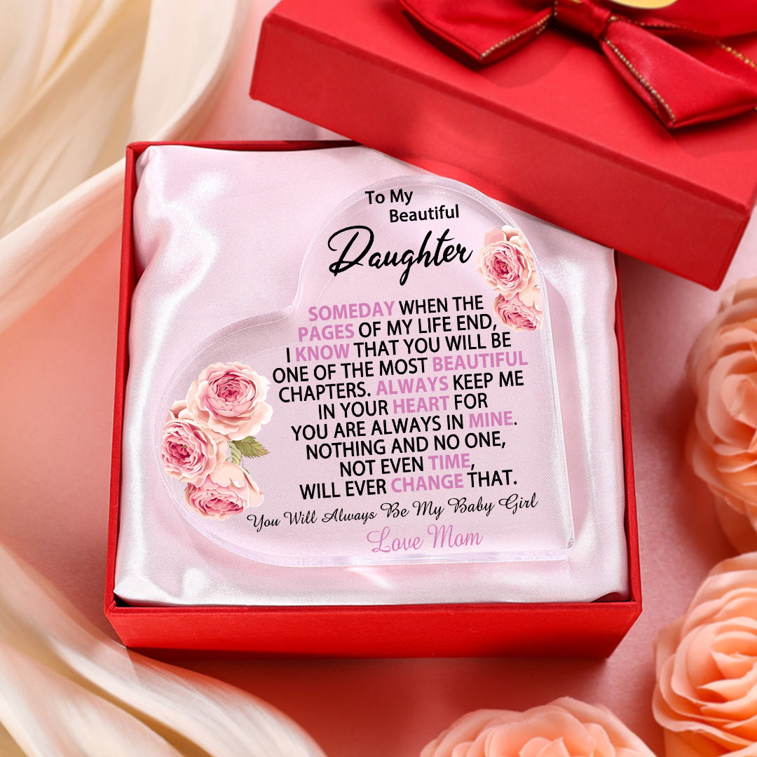 To My Beautiful Daughter Acrylic Heart Keepsake Heart Ornament - You Will Always Be My Baby Girl-Jessemade AU