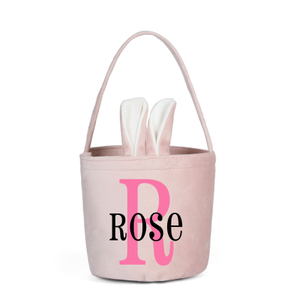Personalised Bunny Tote Bag Custom Name & Letter Bunny Basket Bucket Bag Easter Gifts-Jessemade AU