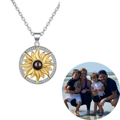 Personalised Sunflower Projection Necklace Custom Photo Necklace Creative Gift for Her-Jessemade AU