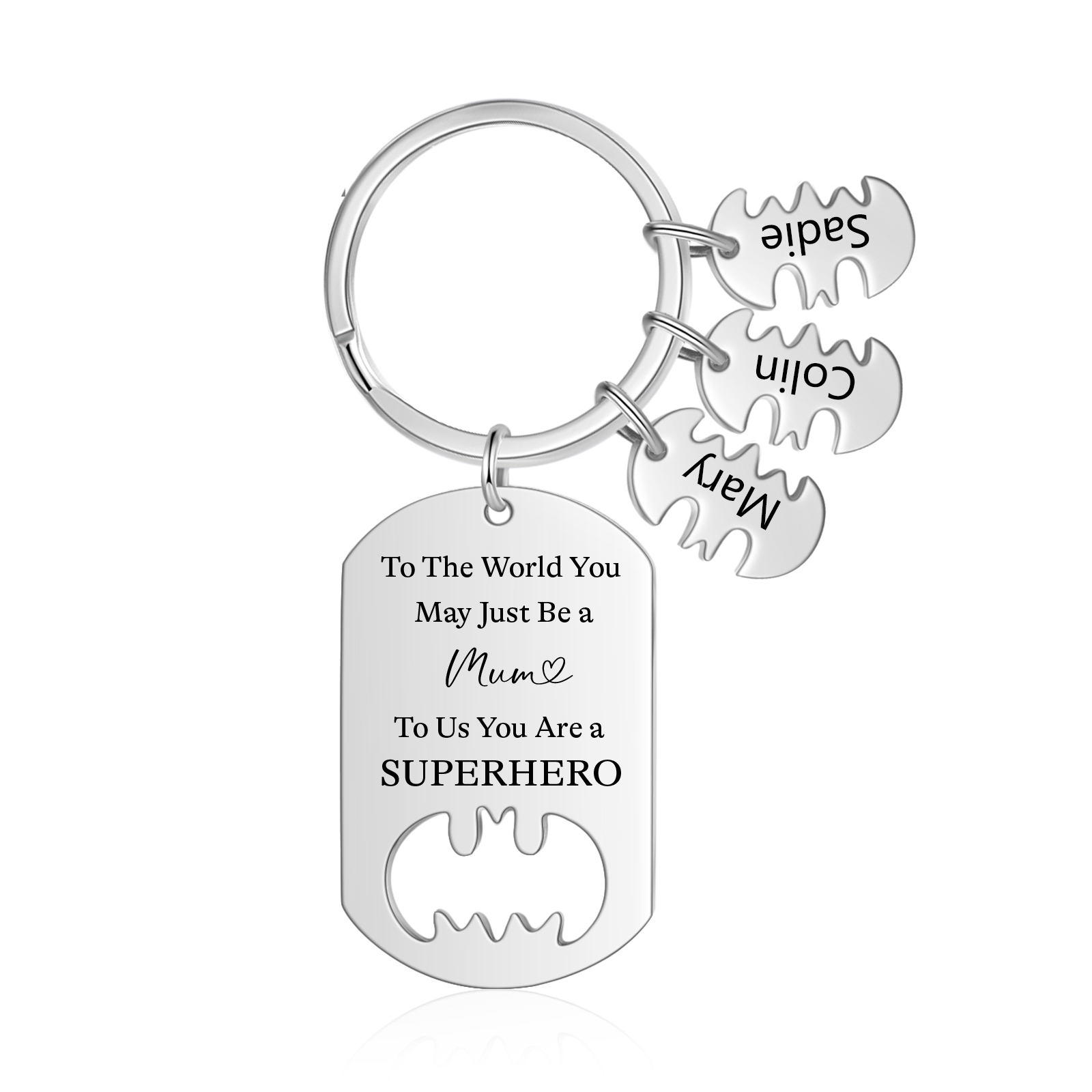 You Are A Superhero Keychain Personalised 3 Names Bat Keychain Engraved Gift for Dad/Grandpa/Grandad/Mom/Mum-Jessemade AU