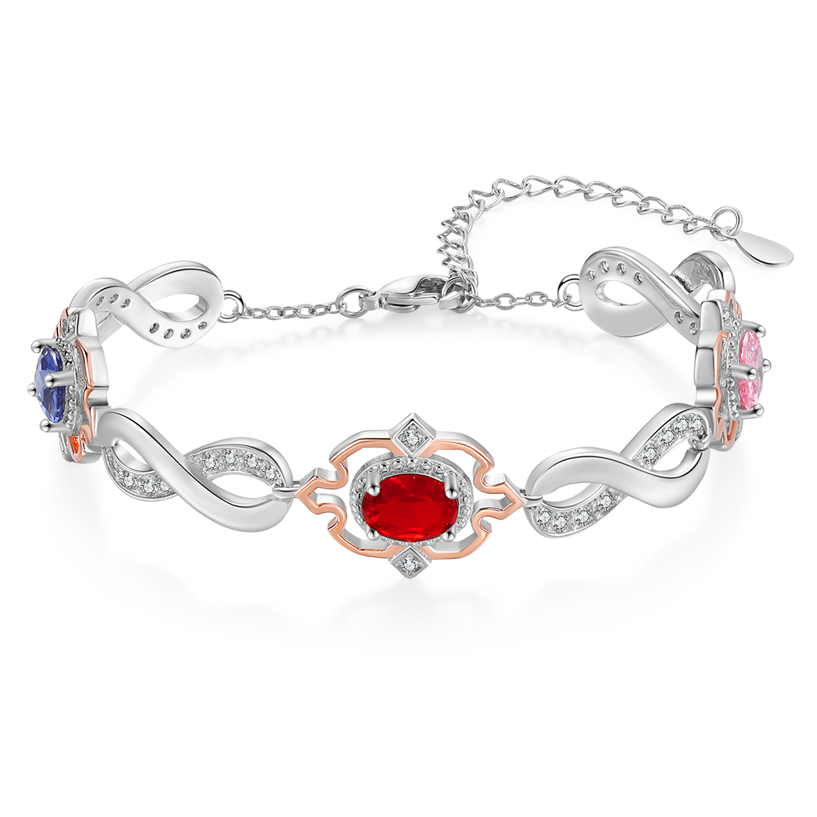 Infinity Bracelet Personalised 3 Birthstones Engraved 4 Names Women's Bracelets Birthday Gift for Her-Jessemade AU