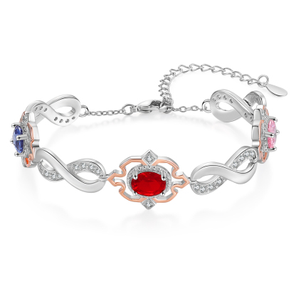 Infinity Bracelet Personalised 3 Birthstones Engraved 4 Names Women's Bracelets Birthday Gift for Her-Jessemade AU