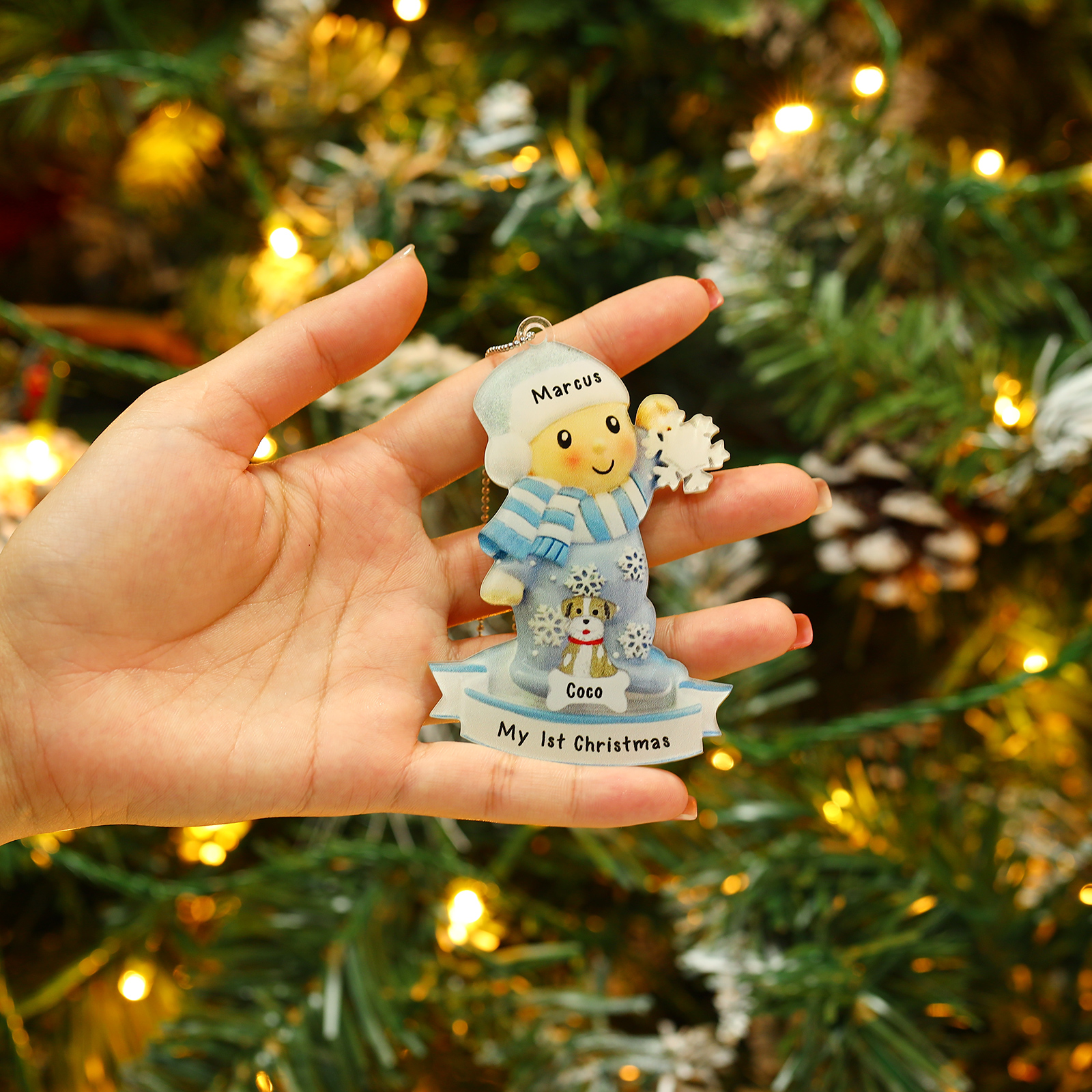 Personalized Baby's First Christmas Ornament Babys 1st Xmas Acrylic Ornaments With Photo Picture Keepsake Gifts For Newborn Babies