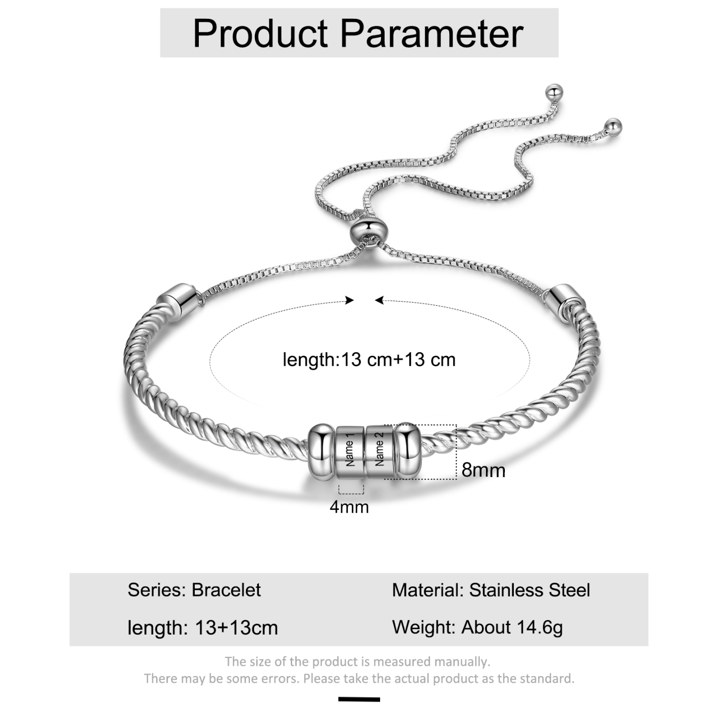 Personalised 2 Names Women's Bracelet With Beads-Jessemade AU