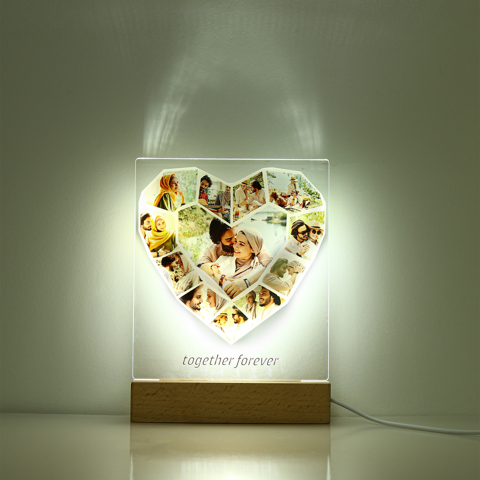 Personalised Family Photo Night Light Ornament Custom 12 Photos Bedroom Decor Home Decoration LED Light Personalised Photo Ornament-Jessemade AU