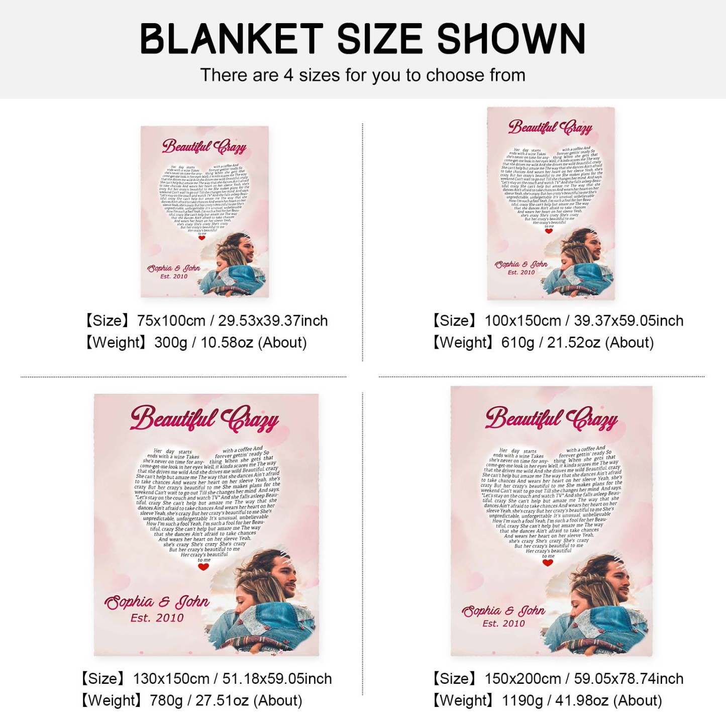 Beautiful Crazy Personalised Couple Blanket Custom Photo Romantic Gift For Her-Jessemade AU